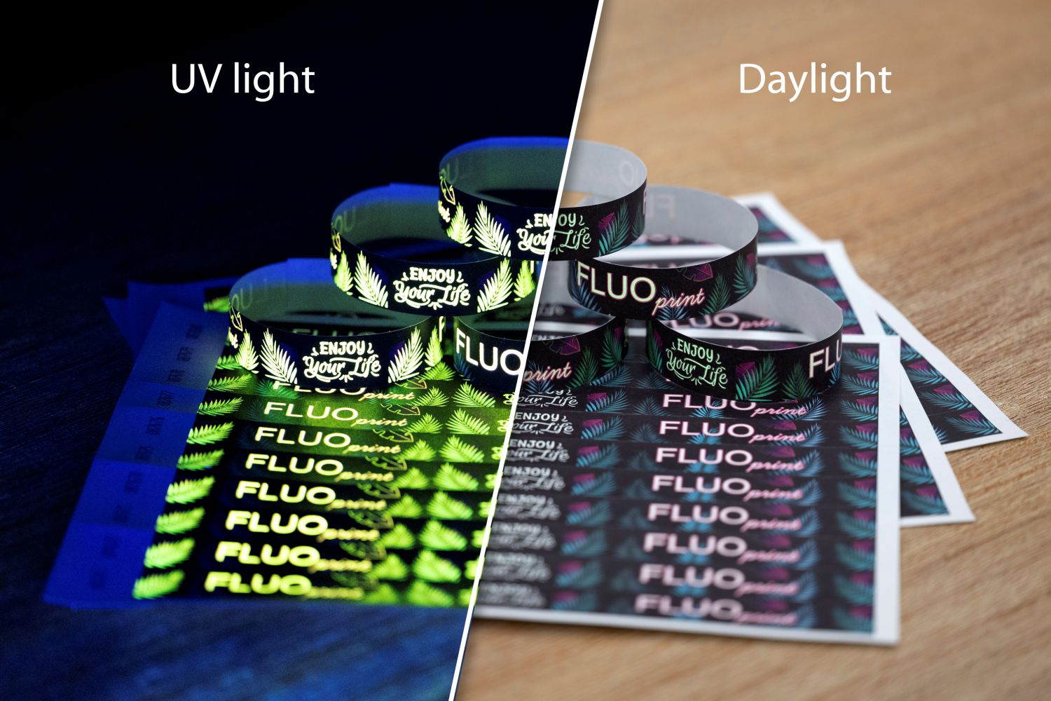 Colorful wristbands that glow under UV light!